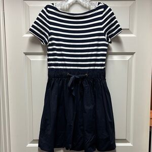 Kate Spade Navy White Striped mixed media Dress boatneck nautical XS